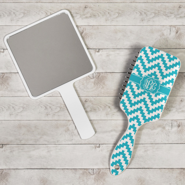 Pixelated Chevron Hair Brush - In Context