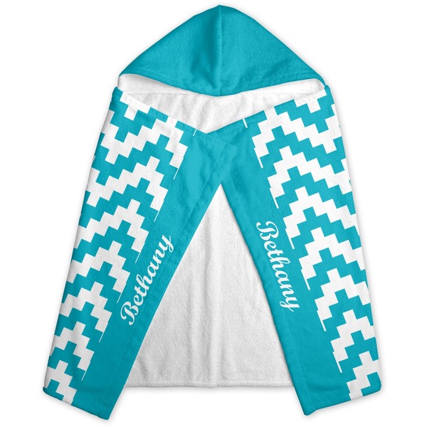 Pixelated Chevron Hooded Towel - Folded