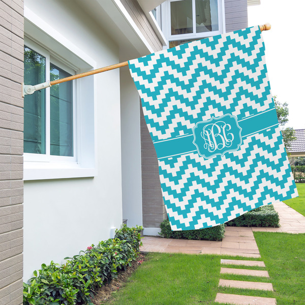 Pixelated Chevron House Flags - Single Sided - LIFESTYLE