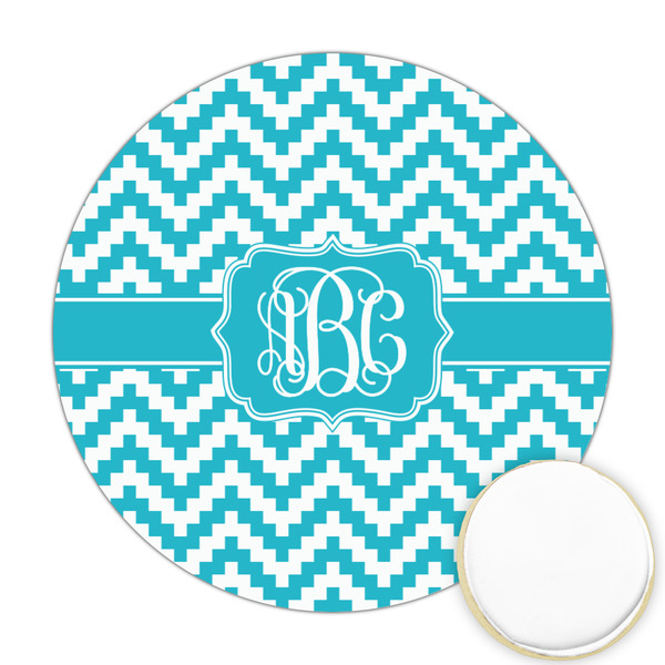 Custom Pixelated Chevron Printed Cookie Topper - Round (Personalized)