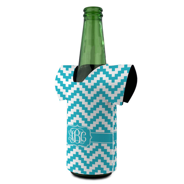 Pixelated Chevron Jersey Bottle Cooler - ANGLE (on bottle)