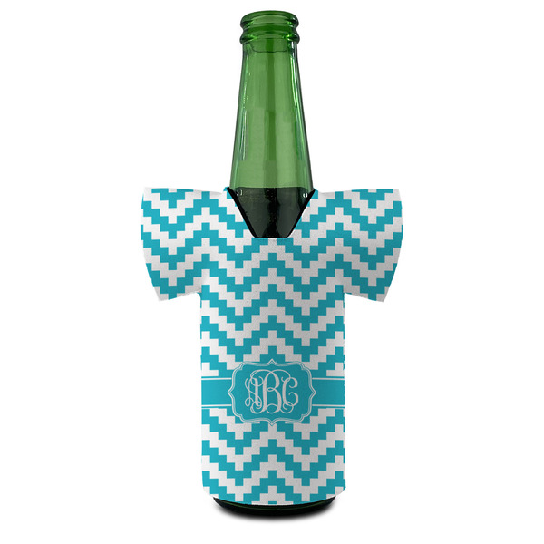 Pixelated Chevron Jersey Bottle Cooler - Set of 4 - FRONT (on bottle)