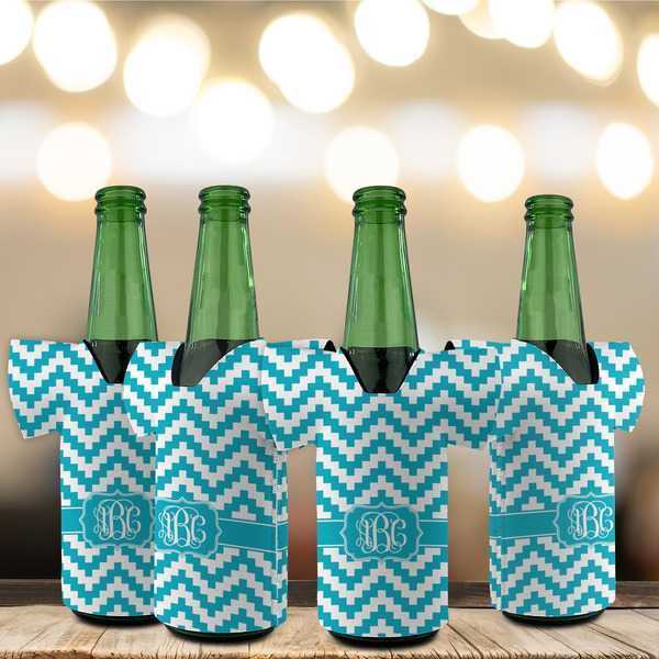Pixelated Chevron Jersey Bottle Cooler - Set of 4 - LIFESTYLE
