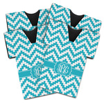 Pixelated Chevron Jersey Bottle Cooler - Set of 4 (Personalized)