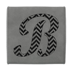 Pixelated Chevron Jewelry Gift Box - Engraved Leather Lid (Personalized)