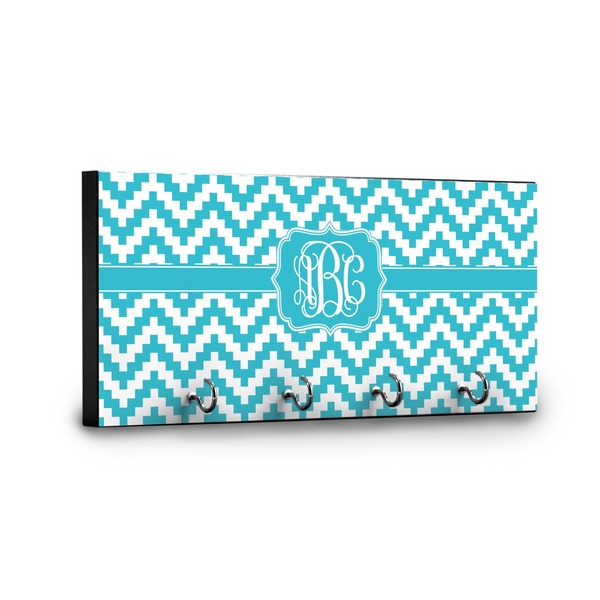 Pixelated Chevron Key Hanger - Front View with Hooks