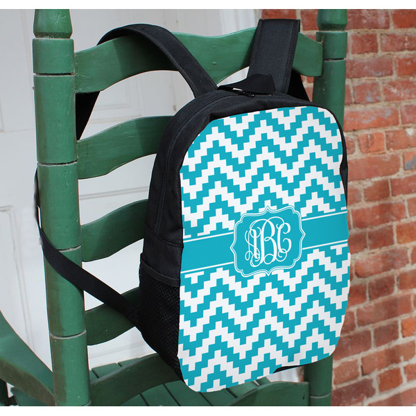 Pixelated Chevron Kids Backpack - In Context