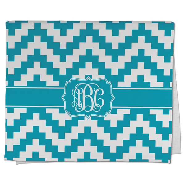 Custom Pixelated Chevron Kitchen Towel - Poly Cotton w/ Monograms