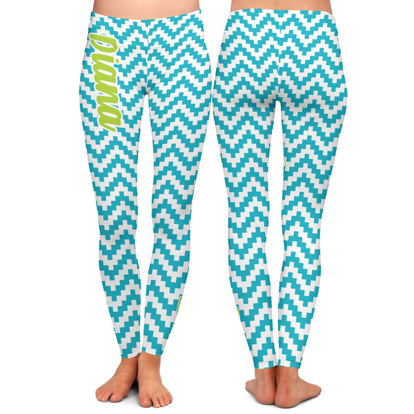 Pixelated Chevron Ladies Leggings - Front and Back