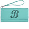 Pixelated Chevron Ladies Wallet - Leather - Teal - Front View