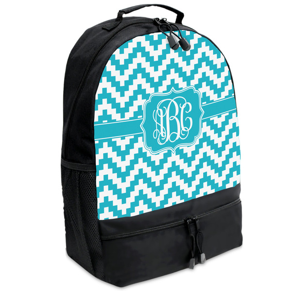 Custom Pixelated Chevron Backpacks - Black (Personalized)