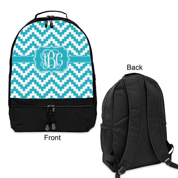 Pixelated Chevron Large Backpack - Black - Front & Back View