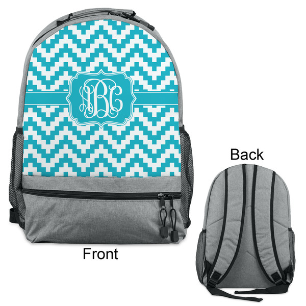 Pixelated Chevron Large Backpack - Gray - Front & Back View