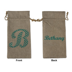 Pixelated Chevron Large Burlap Gift Bag - Front & Back (Personalized)