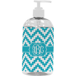 Pixelated Chevron Plastic Soap / Lotion Dispenser (16 oz - Large - White) (Personalized)