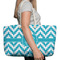 Pixelated Chevron Large Rope Tote Bag - In Context View