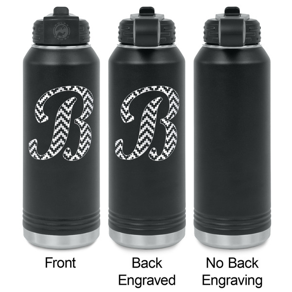 Pixelated Chevron Laser Engraved Water Bottles - 2 Styles - Front & Back View