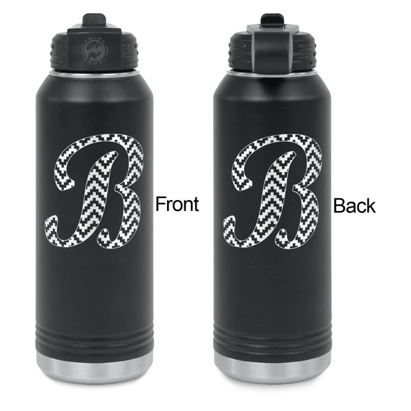 Pixelated Chevron Laser Engraved Water Bottles - Front & Back Engraving - Front & Back View