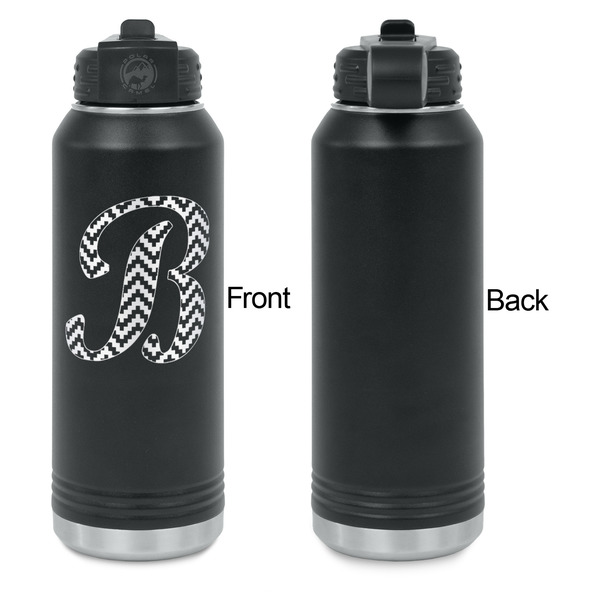 Pixelated Chevron Laser Engraved Water Bottles - Front Engraving - Front & Back View