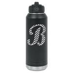 Pixelated Chevron Water Bottle - Laser Engraved - Front (Personalized)