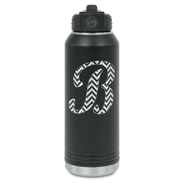 Custom Pixelated Chevron Water Bottle - Laser Engraved - Front (Personalized)