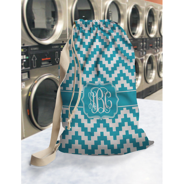 Pixelated Chevron Laundry Bag in Laundromat