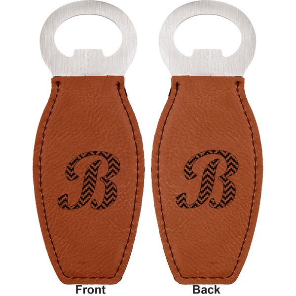 Pixelated Chevron Leather Bar Bottle Opener - Front and Back (double sided)
