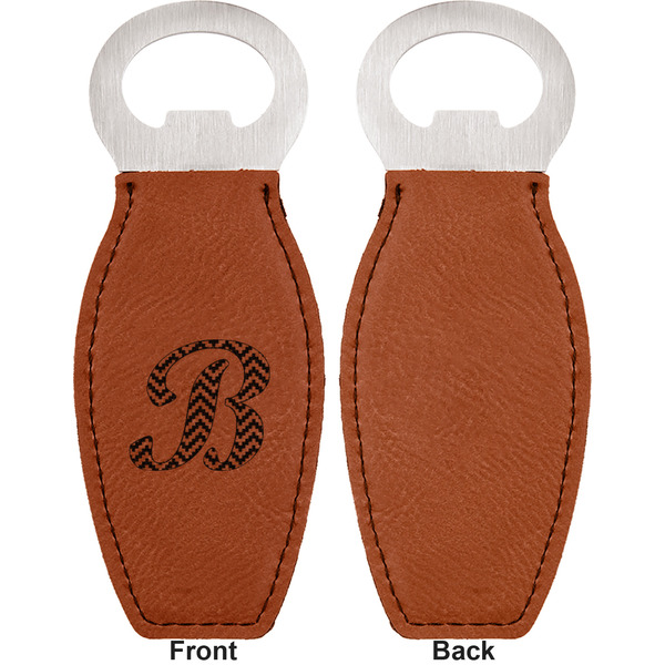 Pixelated Chevron Leather Bar Bottle Opener - Front and Back (single sided)