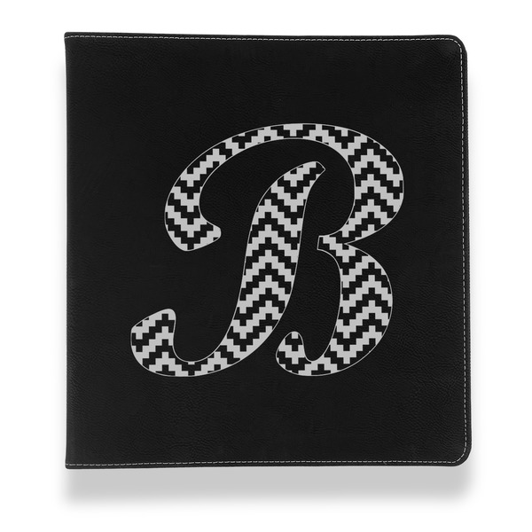 Pixelated Chevron Leather Binder - 1" - Black - Front View