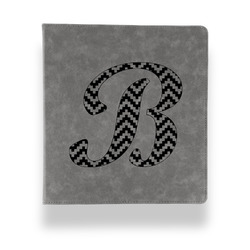 Pixelated Chevron Leather Binder - 1" - Grey (Personalized)