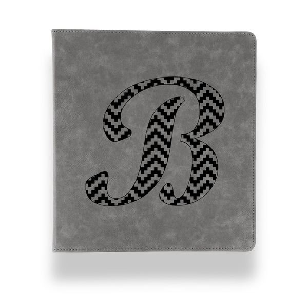 Custom Pixelated Chevron Leather Binder - 1" - Grey (Personalized)