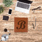 Pixelated Chevron Leather Binder - 1" - Rawhide - Lifestyle View