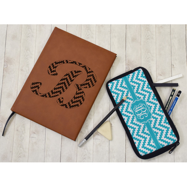 Pixelated Chevron Leather Sketchbook - Small - Single Sided - In Context