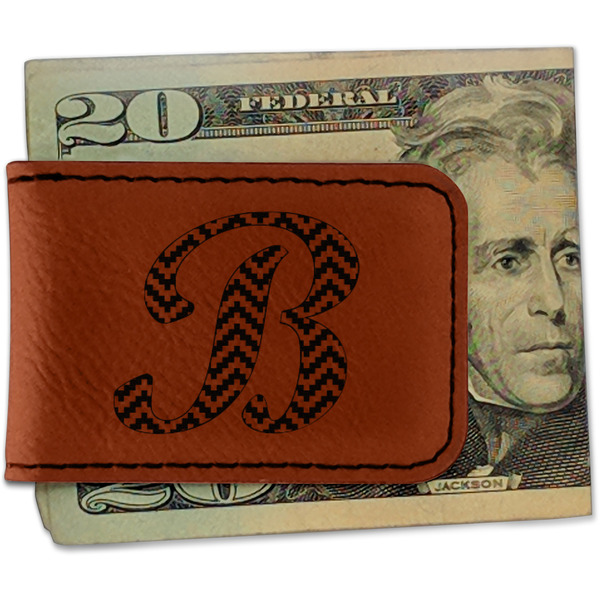 Custom Pixelated Chevron Leatherette Magnetic Money Clip - Double Sided (Personalized)