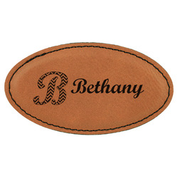 Pixelated Chevron Leatherette Oval Name Badge with Magnet (Personalized)