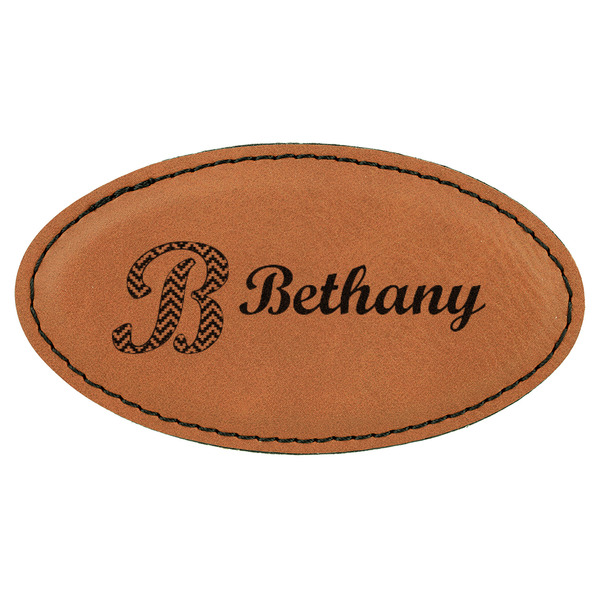 Custom Pixelated Chevron Leatherette Oval Name Badge with Magnet (Personalized)