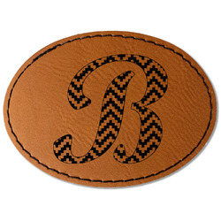 Pixelated Chevron Faux Leather Iron On Patch - Oval (Personalized)