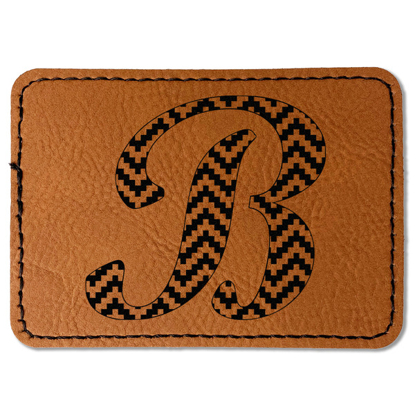 Custom Pixelated Chevron Faux Leather Iron On Patch - Rectangle (Personalized)