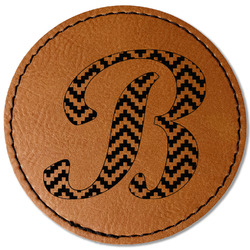 Pixelated Chevron Faux Leather Iron On Patch - Round (Personalized)