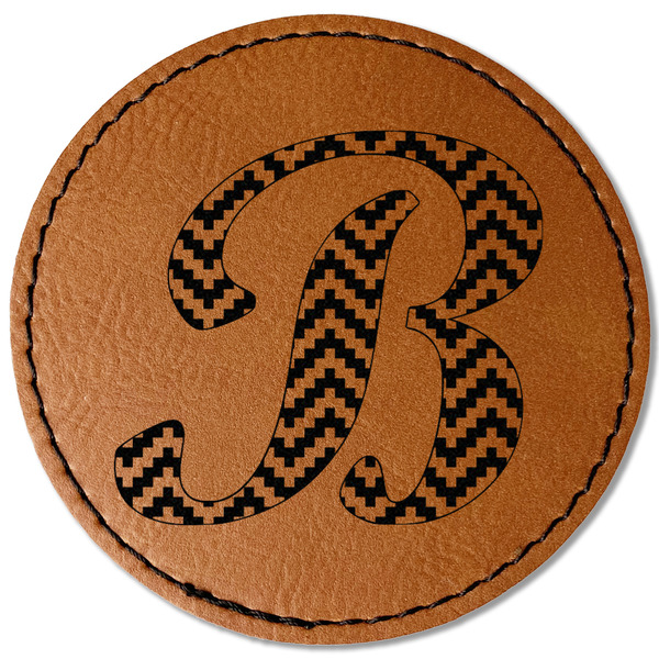 Custom Pixelated Chevron Faux Leather Iron On Patch - Round (Personalized)