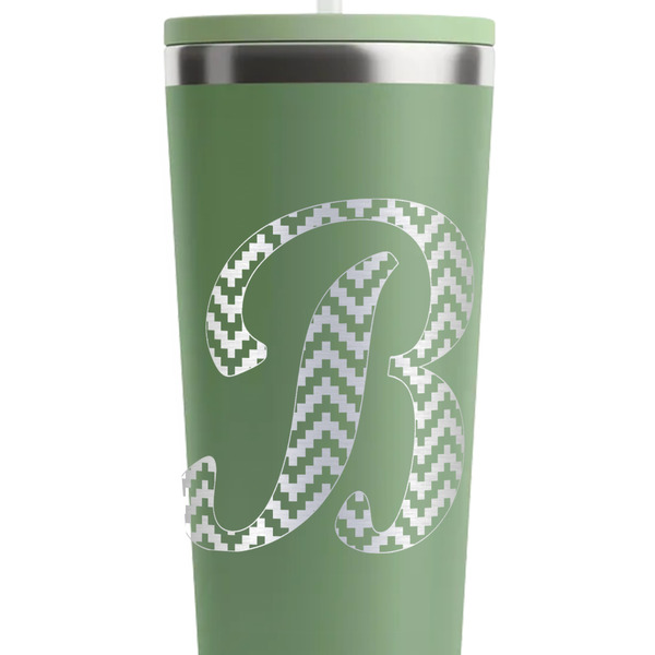 Pixelated Chevron Light Green RTIC Everyday Tumbler - 28 oz. - Close Up