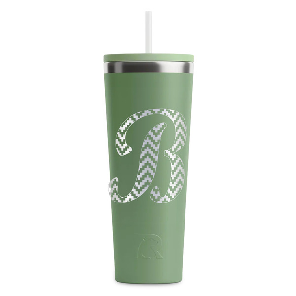 Custom Pixelated Chevron RTIC Everyday Tumbler with Straw - 28oz - Light Green - Double-Sided (Personalized)