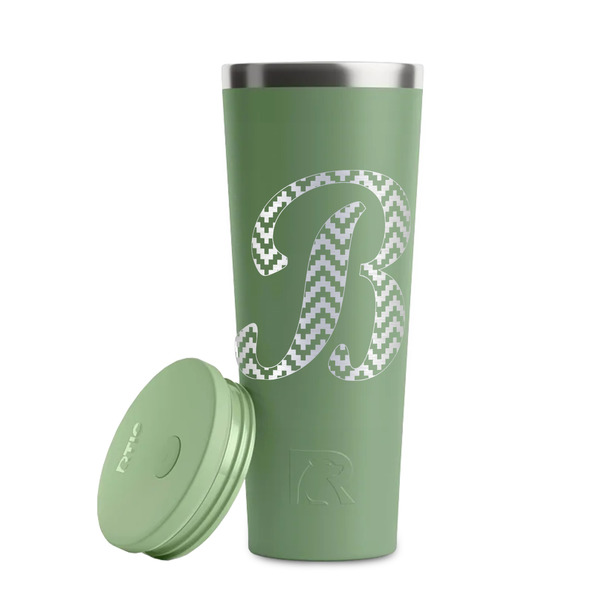 Pixelated Chevron Light Green RTIC Everyday Tumbler - 28 oz. - Lid Off
