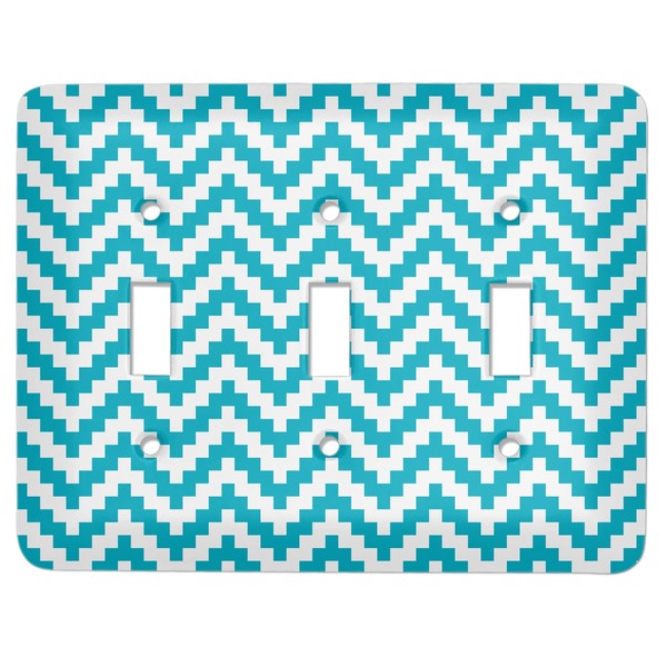 Custom Pixelated Chevron Light Switch Cover (3 Toggle Plate)