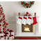 Pixelated Chevron Linen Stocking w/Red Cuff - Fireplace (LIFESTYLE)