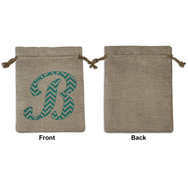 Pixelated Chevron Medium Burlap Gift Bag - Front Approval