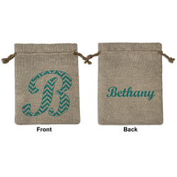 Pixelated Chevron Medium Burlap Gift Bag - Front & Back (Personalized)