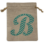 Pixelated Chevron Medium Burlap Gift Bag - Front (Personalized)