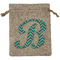 Pixelated Chevron Medium Burlap Gift Bag - Front (Personalized)