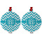 Pixelated Chevron Metal Ball Ornament - Front and Back